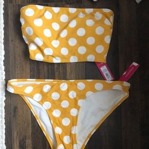 NWT Bikini size XL yellow and white polka dot!